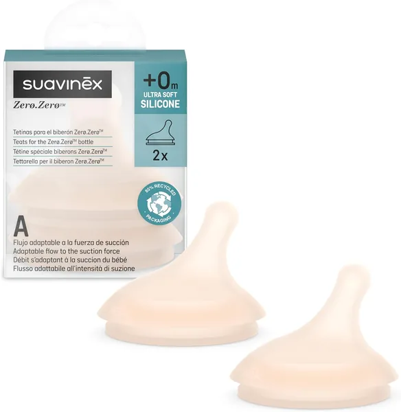 Suavinex Zero Zero Anti-Colic Bottle Pack of 2 Teats