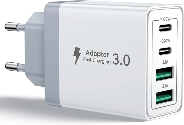 USB C Quick Charger 40W 4Porto USB Socket Multiple Charger PD & QC3.0 Mobile Phone Charger