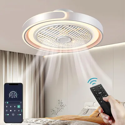 Ventilateur de plafond ASJK Silent 72 W 7200 lm avec éclairage, télécommande, 6 vitesses, 3 températures de couleur - Best Deal