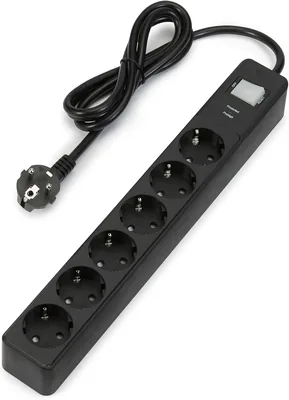 Strip de alimentación Amazon Basics con 6 tomas y protección contra sobretensiones, 1.4 m cable, 6 enchufes