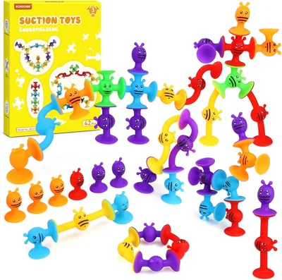 Echocube Suction Cup Speelgoed, 42 Stuk Silicone Badspeelgoed voor Kinderen van 3 Jaar, Sensorisch Suction Toy, Stress Verlichting - Best Deal
