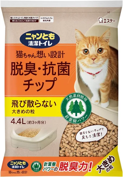Nyantomo Clean Toilet, Cat Litter, Deodorizing/Antibacterial Chips, Large Grains