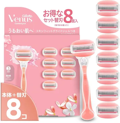 Venus Razor Razor, Women's White Tea Scent, Moisturizing Skin, 8 Replacement Blades, Comfort Glide (