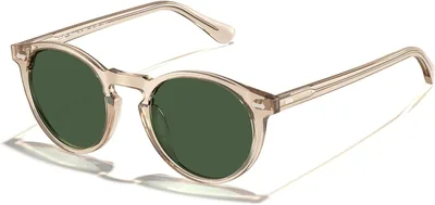 CARFIA Męskie Okulary Przeciwsłoneczne z Polaryzacją - Okrągła Oprawka, Ochrona UV 400, Styl Retro, Skórzane Etui - Najlepsza Cena