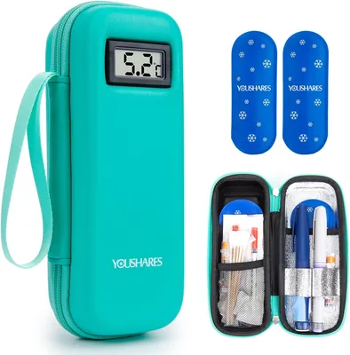 YOUSHARES Monjaro Travel Case with Temperature Display - Insulin Cooler Travel Case with 2 Ice Packs