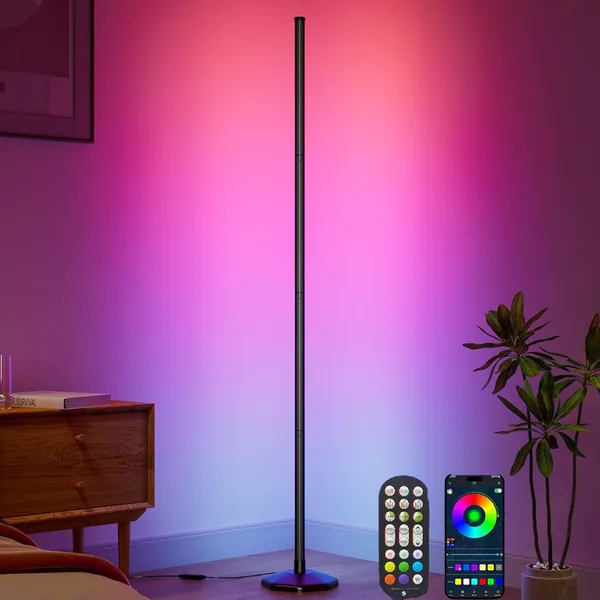 Corner Floor Lamp - Smart RGB LED Corner Lamp with App and Remote Control, 16 Million Colors & 68+ S