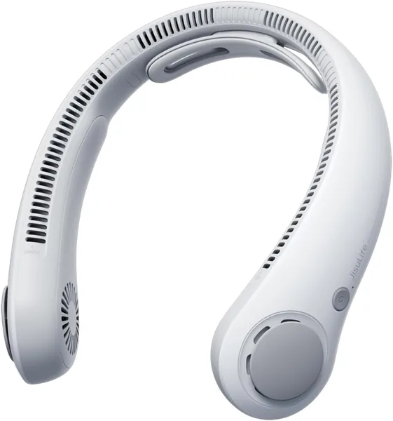 JISULIFE Draagbare Nekventilator Upgrade, Neksteun Persoonlijke Ventilator Handsvrij, 5 Snelheidsinstellingen, 5000mAh Draagbare Bladelloze Ventilator, Zwart