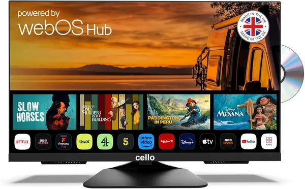 Cello C2425WSF-TRAV 12 Volt 24 inch Traveller Smart Frameless TV/DVD Pitch Perfect Speakers Ultrafast WebOS