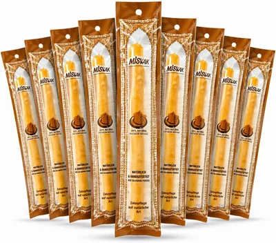 IDOBY Miswak Tandborsten, 10 stk. Tandborstna, Traditionell Tandborsten 100% Naturligt Siwak Bit, Purifierande och