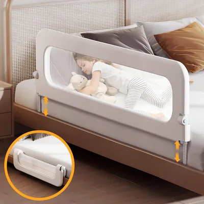 Baby Bed Guard Rail, 59in Adjustable, Swing Down, Extra Tall Safety Side Rail