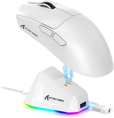 مأوس الألعاب اللاسلكي Attack Shark X11 بخزان شحن RGB، وضع ثلاثي - 2.4G/USB-C سلكي/بلوتوث، 22K DPI، PAW3311 بصرية