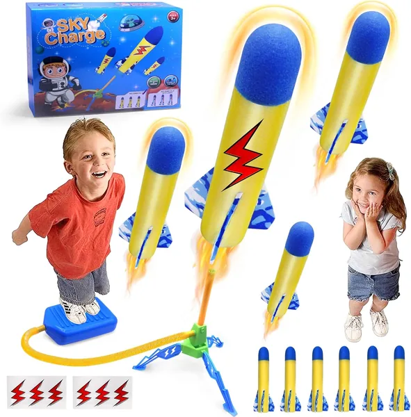 HOVIBU Plastik Raketset med 6 Raketer, 3-12 År, Julgesken for Jungräkna