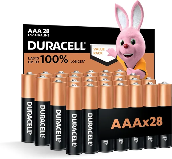 Duracell AAA 1.5V Alkaline Batteries LR03 / MN2400 Lasts Upto 100% Longer Pack of 28