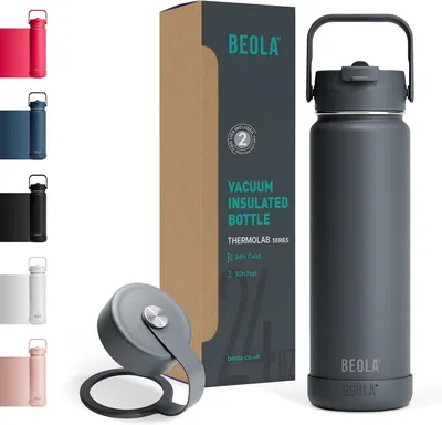 BEOLA 750ml Water Bottle - Double Wall Insulated Thermo Bottle with Straw Lid