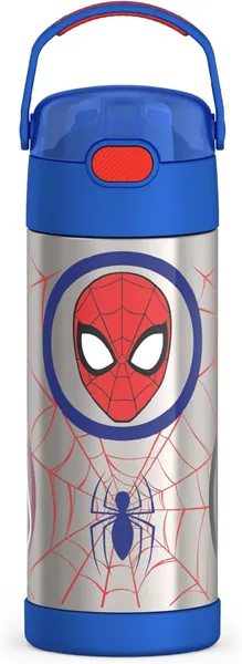 THERMOS FUNTAINER 14 Ounce Stainless Steel Vacuum Insulated Bottle, Spiderman