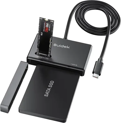 SUIDEK M.2 NVME SSD Enclosure Adapter, Type-C 10Gbps to NVME and SATA Hard Drive Reader External Ada
