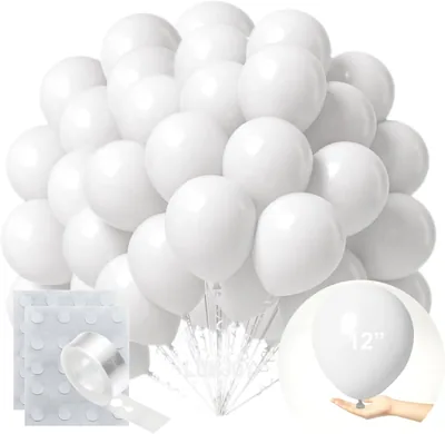 Lumjoy Matte White Balloons 50 Pack 12 Inch