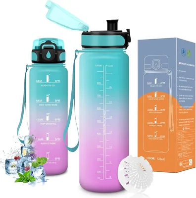 Vikaster lekkansvart drinkflaska, 1000ml, cykeldrinkflaska, passar för karbonatad dryck, sportflaska för barn