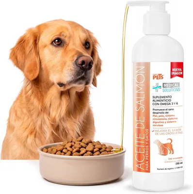 Aceite de Salmon Fancy Pets MS para Perros y Gatos - 250ml (Omega 3 con DHA y EPA) - Piel Sana, Pelaje Brillante