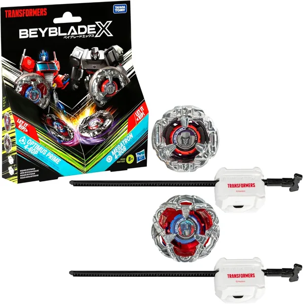 Beyblade X in collaboration with Transformers Optimus Prime 4-60P vs. Megatron 4-80B Multipack