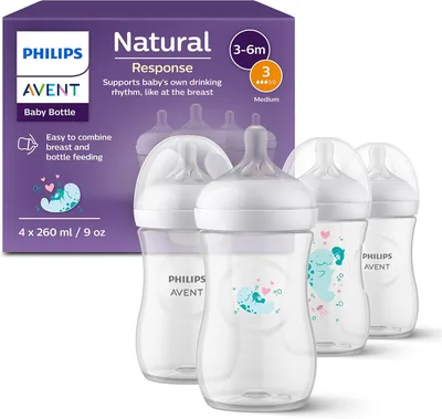 Philips Avent Natural Response presentförpackning för bebis: 4 nappflaskor 260 ml med T3 (1m+)