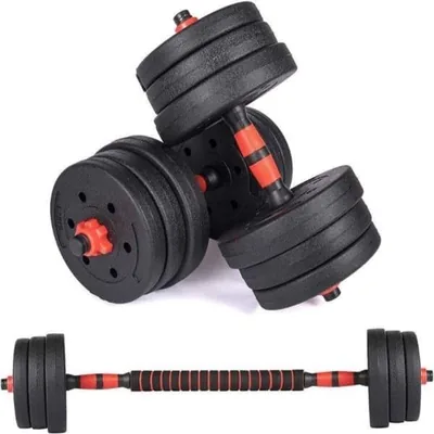 20KG Adjustable Barbell & Dumbbell Set, Black & Red