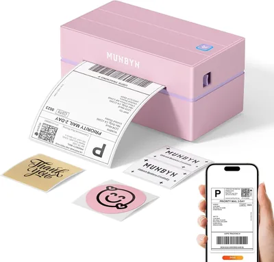 MUNBYN Shipping Label Printer Bluetooth 4x6 Pink
