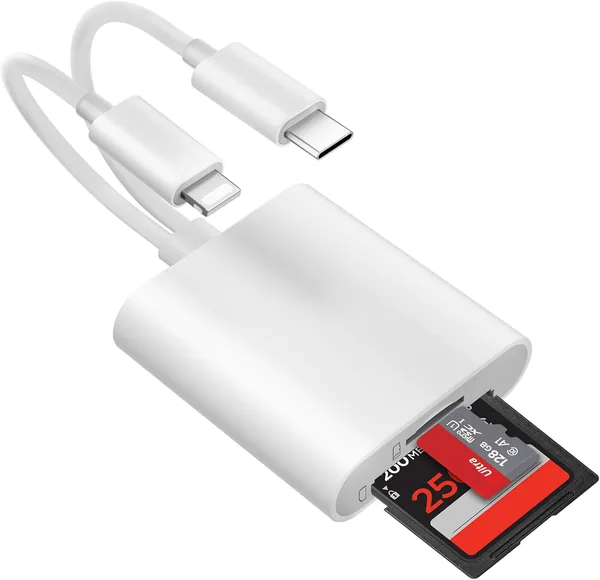 SD Card Reader for iPhone [Apple MFi Certified] 2 in 1 SD Card Adapter
