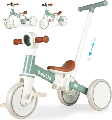 Bautia Kids Tricycle 1-3 Years Old with Push Handle, 5 in 1 Balance Bike 1-4 Years, Toddler Gift (9% Off)