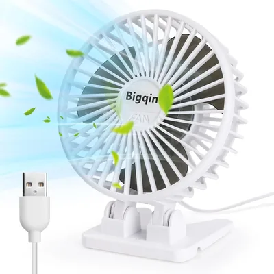 Bigqin Mini Ventilatore Portatile Silenzioso USB, 3 Velocità con Un Tasto, Angolo Regolabile - Miglior Affare