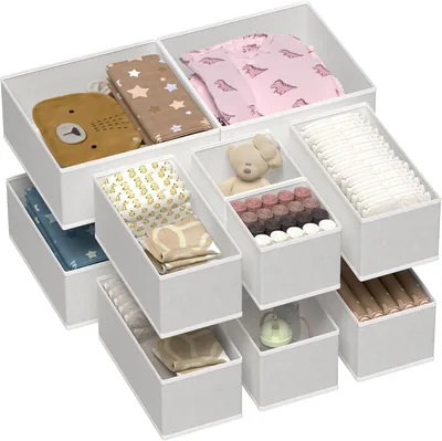 Vtopmart 12Pack Drawer Organizer Bins Grey - Foldable Closet Storage