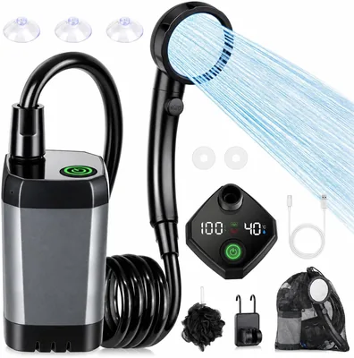 Spopal Regadera Portatil Recargable, 6000mAh, Pantalla LED, 4 Modos de Pulverización