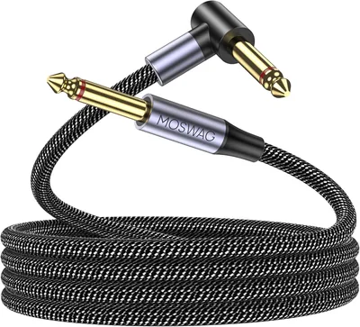 Câble instrument MOSWAG tressé, 1/4' Cordon guitare, angle droit droit pour guitare électrique et basse