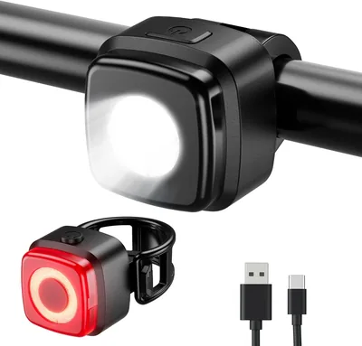 OnMeto Fahrradlichtset, IPX5 Wasserdichtes Front- und Rücklicht, USB Typ-C Aufladbares Fahrradlichtset für Bikes
