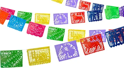 CIR ARTESANIAS - Papel Picado en Plastico Para fiesta mexicana, Kit de 10 tiras de 5 metros (50 metros) Guirnaldas de plast