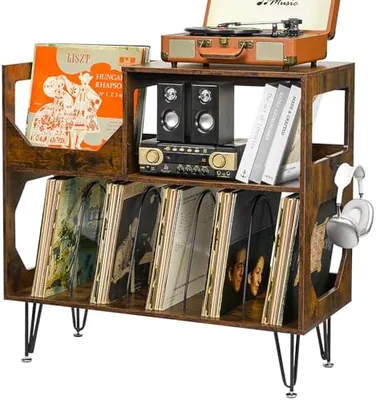 ikkle Record Player Stand - 370 Albums Storage Best Deal