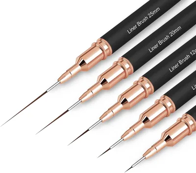 ZEOHBETY Metalen Nagelkunst Borstels, 5delig Nagelkunst Liner Borstel Set, Tekening Kunst Ontwerp Borstel voor Puntjes en Tekenen
