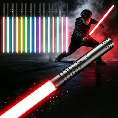 QIKKOP Sable de Luz 15 Colores, Luminasabers Recargables RGB con Sonido y Parpadeo