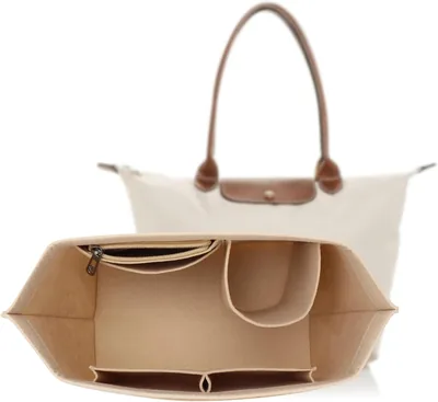 ZOLGINAH Handtas Organisator Inleg voor Longchamp Tas in Tas Organiser Felting Multifunctionele Etui (Beige, L) Best Deal