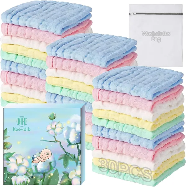 Baby Muslin Fäsdlakar Babyväskor Muslin Vippar för Nyfödde, Meka Ansiktsvippar för Barn, Platsa Kläder, 30 Stk - 5% Off