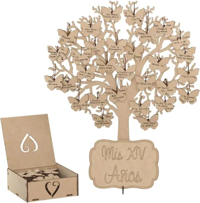 ALIVAGERO Árbol De Firmas Para XV Años Con 100 Mariposas, Libro de Firmas para Invitados en MDF - Mejor Precio