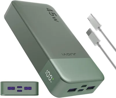 JUOVI Power Bank 20000mAh, 45W Caricabatterie Portatile Veloce con Display LED, 4 Porte PD QC 4.0