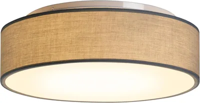 Zedelmaier Deckenleuchte, Rund, 38 cm, E27 x 2 Max. 40 W, Taupe, Stoffschale, Wohnzimmer, Schlafzimmer, Küche, Flur - Best Deal