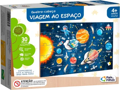 Pais & Filhos | Quebra-Cabeça Viagem Ao Espaço 30 Peças | Brinquedo Educativo 4+ | Coordenação Motora e Raciocínio | Tema Astro