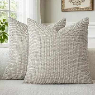 Light Gray Chenille Cushion Covers 45x45CM (Pack of 2) - Save 19%