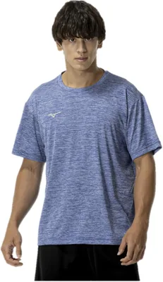 Mizuno 32MAC190/32MAC194 Training Wear, Short Sleeve T-shirt, Navi Dry, U-Neck