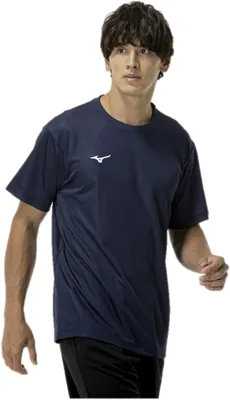 Mizuno 32MAC190/32MAC194 Training Wear, Short Sleeve T-shirt, Navi Dry, U-Neck