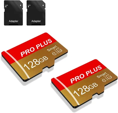 2 Pack 128Go Carte Mémoire avec Adaptateur, Carte TF Haute Vitesse UHS-I A1 C10 pour Tablette/Téléphone/Appareil Photo/Radio Auto/GPS