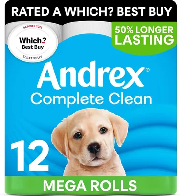Andrex Complete Clean Toilet Roll - 12 Mega Rolls