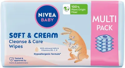 Nivea Baby Chusteczki Biodegradowalne Soft & Cream, Opakowanie Ekonomiczne, 4x 57szt.